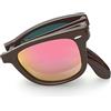Joopin Occhiali da Sole Pieghevoli Uomo Donna Polarizzati Protezione UV400 Classici Vintage Quadrati Rettangolari Occhiali da Sole Specchio (Rosa)