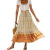 XIXIMAON Gonna lunga bohemian estiva da donna in vita elastica con stampa floreale gonna casual spiaggia vacanza, arancione, XL