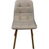 DEODATO Sedia in tessuto beige imbottita gambe effetto legno