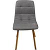 DEODATO Sedia in tessuto grigio imbottita gambe effetto legno