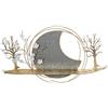 DRW Aplique de pared con estante de Metal con arboles y Luna en Azul y Dorado 11x93x52 cm