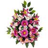 DRW Centro Fiori Artificiali Rosa per Cimitero, Matrimonio, Chiese con Lilium, Gerbere, Margherite, Crisantemo 65x67x28 cm