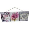 DRW Quadro Portafoto - Porta appunti con Pinze Stile Romantico con Fiori 30x80 cm
