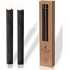 comforder Candele LED con Fiamma Tremolante in Vera Cera (Set da 2), Candele a Pile con Timer, Candele a Batteria (Nero)