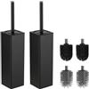 BVL Spazzole per WC e supporto, colore nero, 2 pezzi, in metallo, con 4 testine, in silicone, per il bagno