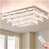 Finktonglan Moderno cristallo LED plafoniere 50cm dimmerabile Rettangolare Flush Mount Lampadario Plafoniere 3-Tiers Acciaio inox plafoniere per soggiorno camera da letto sala da pranzo
