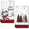 YAXZIM Asciugamani da Cucina da Plaid di Bufalo Nero Rosso,15 x 23 Inch Strofinacci da Cucina per Decorazioni Natalizie, Super Morbidi e Assorbenti,Riutilizzabili