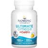 Nordic Naturals Ultimate Omega-3 + CoQ10, 1280 mg di Omega-3, Con EPA, DHA e Coenzima Q10, Alta dose, Gusto limone, 60 Capsule morbide, Testato in Laboratorio, Senza Soia, Senza Glutine, Non OGM