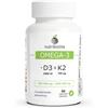 Nutribiolite Omega 3 D3 K2 - Olio di Pesce 1000 mg - 80% Omega-3 in trigliceridi (TG) (EPA 400 mg + DHA 300 mg) + Vitamina D3 2000 UI e Vitamina K2 MK-7 All-Trans 100 mcg - 90 Perle (3 mesi) | Nutribiolite