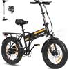 HITWAY Bicicletta elettrica, 20X4,0 Off-Road e bike con batteria 48V 13Ah, 55-120KM, motore 250W, Pedelec pieghevole a 7 velocità, telaio in alluminio premium BK10SP