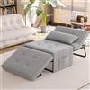 Shally Dogan Divano Letto 4 in 1 con Tasca Portaoggetti Laterale, Divanetto Seduta Morbida e Imbottita ad Alta Densità Trasformabile Chaise Longue, Ottomana, Poggiapiedi, Letto (Grigio Chiaro)