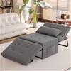 Shally Dogan Divano Letto 4 in 1 con Tasca Portaoggetti Laterale, Divanetto Seduta Morbida e Imbottita ad Alta Densità Trasformabile Chaise Longue, Ottomana, Poggiapiedi, Letto (Grigio Scuro)