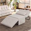 Shally Dogan Divano Letto 4 in 1 con Tasca Portaoggetti Laterale, Divanetto Seduta Morbida e Imbottita ad Alta Densità Trasformabile Chaise Longue, Ottomana, Poggiapiedi, Letto (Beige)
