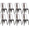 HJhomeheart Set di 8 Sedie da Pranzo Impilabili in Metallo con Schienale in Stile Vintage, Design Industriale per Ristorante, Matrimonio, Bar, Giardino (Marrone Chiaro)