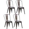 HJhomeheart Set di 4 Sedie da Pranzo Impilabili in Metallo con Schienale in Stile Vintage, Design Industriale per Ristorante, Matrimonio, Bar, Giardino (Marrone Chiaro)