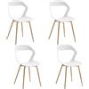 JZGORC Set di 4 Sedie da Pranzo Moderno, Sedie da Cucina, con Gambe in Metallo Sedia e Grande Design Dello Schienale Cavo, Adatto Per Soggiorno e Sala da Pranzo - Bianco + Legno