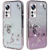 BAOJAY Compatibile per Samsung Galaxy A21s Silicone Case [Glitter Bling Cover Glitter Clear View,Custodia Trasparente Antiurto regali per ragazze e signoreo-rosa