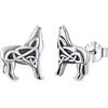 YEESIA Orecchini a forma di lupo celtico, in argento Sterling 925, con nodo celtico, a forma di lupo, regalo per compleanno, Natale, uso quotidiano, Argento sterling, Nessuna pietra preziosa
