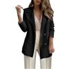 Generico Giacche da Abito e Blazer da Donna Oversize Elegante Temperamento Blazer Donna Invernale Tinta Unita Tailleur Giacca Classic Blazer Nero Donna Oversize Maniche Lunghe Corta Cappotto