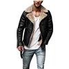 Vexiangni Polizia Uomo Blu Giacche Personalità Uomo Europeo e Americano Strada Retro Top Plus Solido Moto Lavato Giacca di Pelle di Velluto Uomo Autunno Inverno, Nero , M