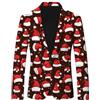 Generico Vestiti eleganti uomo Giacca da uomo con bottoni e bavero natalizio con stampa di fiocchi di neve di Natale stile(Wine 3XL)