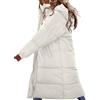 Beokeuioe Cappotto invernale con cappuccio, a maniche lunghe, trapuntato, lunghezza al ginocchio, leggero, trapuntato, piumino da donna, foderato, giacca funzionale invernale, bianco, M