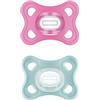MAM Ciuccio Comfort in set da 2 pezzi, particolarmente piccolo e leggero, per neonati e neonati, in 100% silicone, con tettarella morbida MAM SkinSoft e scatola per ciuccio, 3-12 mesi, rosa