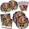 HNH 96 Pezzi Piatti, Tovaglioli e Bicchieri di carta Natale, Casa sull'albero Piatti di carta da dessert usa e getta Set di Stoviglie monouso per feste