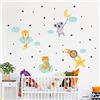 Ambiance Sticker Adesivi murali per bambini - Decorazione cameretta bambino - Adesivo da parete per camera dei bambini - Adesivo da parete con animali che dorme al chiaro della luna - H60 x L90 cm