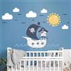 Ambiance Sticker Adesivi murali per bambini - Decorazione cameretta bambino - Adesivo da parete per cameretta bambini - Adesivo da parete con orsetto pirata dei mari - H60 x L90 cm