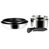 Sitram 713517 - Set di 5 padelle Arpege in acciaio inox: 2 padelle Ø24-28 rivestite, 2 pentole Ø16-18 cm, 1 manico rimovibile