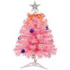 Uten Mini Albero di Natale, 55 cm Alberi di Natale Rosa con 30 Lucine LED, 15 Palline di Natale, Stelle, Fiocchi per Ufficio, Soggiorno, Davanzale Decorazione Natalizia