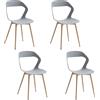 JZGORC Set di 4 Sedie da Pranzo Moderno, Sedie da Cucina, con Gambe in Metallo Sedia e Grande Design Dello Schienale Cavo, Adatto Per Soggiorno e Sala da Pranzo - Grigio + Legno