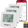 ThermoPro TempPro TP357 Termometro per Ambienti Interni Bluetooth Igrometro Misuratore di Umidità e Monitor Della Temperatura con APP Intelligente e Registrazione dei Dati, 3 pezzi