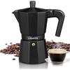 VINATO Caffettiera, Caffettiera Moka in Alluminio per il Piano di Cottura, Caffettiera Moka Express 6 Tazze, Manico Ergonomico e Termoresistente, Non adatto all'induzione, Nera