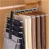 TAOPE Grucce Pantaloni Salvaspazio, 2 Pcs Appendini per Pantaloni in Acciaio Inox, Porta Pantaloni Multifunzionali, 5 in 1 Antiscivolo Appendini Armadio per Pantaloni Sciarpe Jeans Asciugamani - Nero
