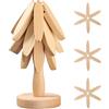 Markcco Sottopentola in legno per piatti caldi, set di 3 sottopentola in legno di faggio + 1 supporto in legno di faggio per pentole calde, padelle, ciotole, teiere