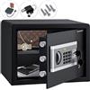 KESSER® Cassaforte elettr. | Incl. box batteria | Cassaforte elettronica | 3x doppio cilindro di bloccaggio | Cassaforte a muro a pavimento | Cassaforte a mobile | Illuminazione interna, S d'argento