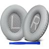 SoloWIT Cuscinetti Auricolari di Ricambio per Bose QuietComfort 35 (QC35) e Quiet Comfort 35 II (QC35 II), Padiglioni con Pelle più Morbida, Schiuma Isolante dal Rumore e Maggiore Spessore - Grigio