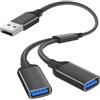 AXFEE Splitter Sdoppiatore USB Y, Cavo Splitter, Doppia presa USB2.0, Adattatore USBMaschio femminaper Mac,Car,Xbox One Series X S, PS4, PS5, Laptop - Nero