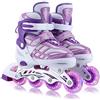 Ylaide Pattini in Linea per Bambini Regolabili,4 Misure Regolabili con Ruote Luminose per Ragazze Principianti(Viola, M (EU32-36))