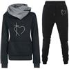 Generico Tute Donna Curvy Taglie Forti Casual Felpa Con Cappuccio E Pantaloni Jogging Set Due Pezzi Tuta Curvy Set Palestra Comode Leggera Tute Da Lavoro Completo Casa Calda Tuta Ginnastica Morbida