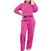 Generic Tuta Sportiva da Donna, con Pantaloni e Felpa, per Sport e Palestra, O-53 Rosa Acceso, XXL
