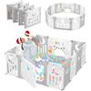 Dripex Box Bambini modulare 150×150 cm, Box per Bambini, Recinto per Bambini pieghevole, Box neonato in forma adattabile, Recinto bambini in plastica, Grigio