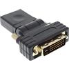 InLine 22134 Adattatore HDMI Femmina a DVI-D 24+1 Maschio, Contatti Dorati, Orientabile 180°, Nero