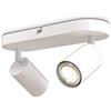 B.K.Licht Faretti da soffitto orientabili, attacco per 2 lampadine GU10 non incluse, plafoniera moderna in metallo bianco opaco, 27x6x9cm, lampada da soffitto per ingresso, camera da letto o corridoio