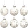 Kathfly 6 palline ornamentali in vetro in metallo invecchiato, stile vintage, ornamenti natalizi retrò, ornamenti in vetro per albero di Natale (bianco)