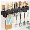 Melairy Portaposate 40CM In Acciaio Inox Staccabile Porta Coltelli Cucina, Portautensili con 6 Ganci Rimovibili e Barra di sospensione Alta Capacità Di Carico