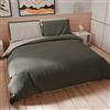 PETTI Artigiani Italiani - Set Copripiumino Matrimoniale 250x200 cm (2 Federe 50x80 cm Incluse), Parure Copripiumino Morbida Microfibra Tinta Unita Grigio Scuro - Grigio Chiaro