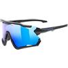 Uvex sportstyle 228, occhiali sportivi unisex, privo di appannamenti, montatura removibile, black matt/blue, one size
